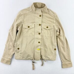 CASLON Utility Jacket Size SMALL Drawstring Waist‎ Button Up Collared Beige